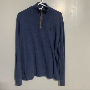 Polo Ralph Lauren Sweater Men Blue Vintage Knit Pullover 1/4‎ Zip Pony Size XL